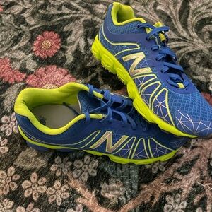 Blue and Neon Green Athletic Shoes
